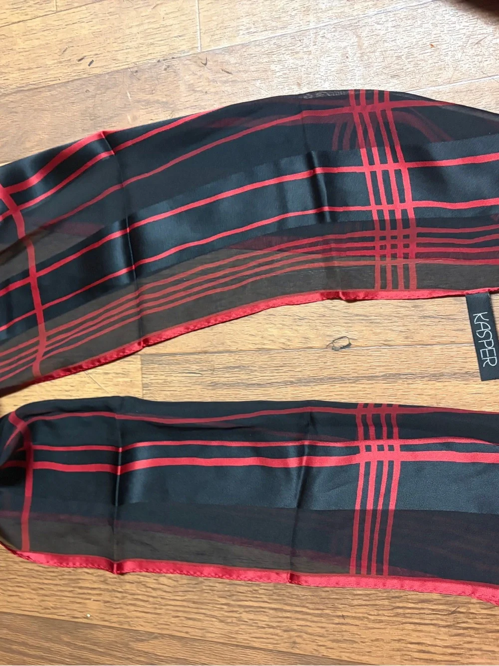 Kasper Black & Red Plaid Sheer Scarf for Men
